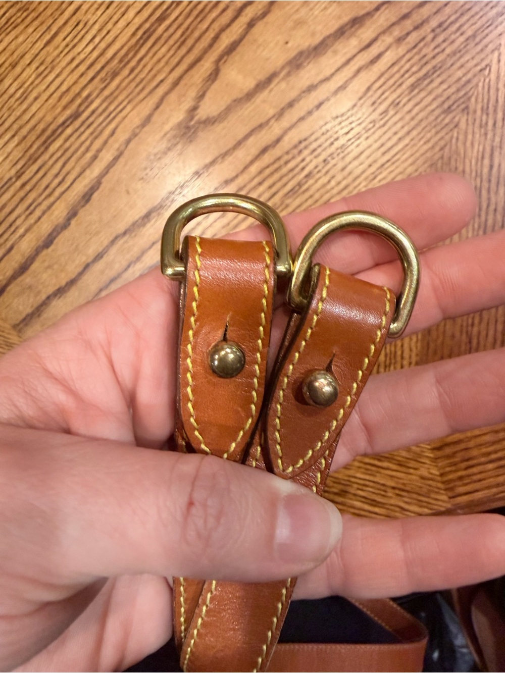 Dooney & Bourke Brown Leather Replacement Strap with Solid Brass Hardware - Picture 4 of 8
